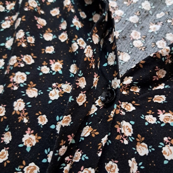 Natural Life Dress Women's XL Midi Black Ditsy Floral Cottagecore - Picture 6 of 11